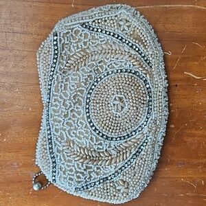 Vintage Beaded Silk And Rhinestone Handbag